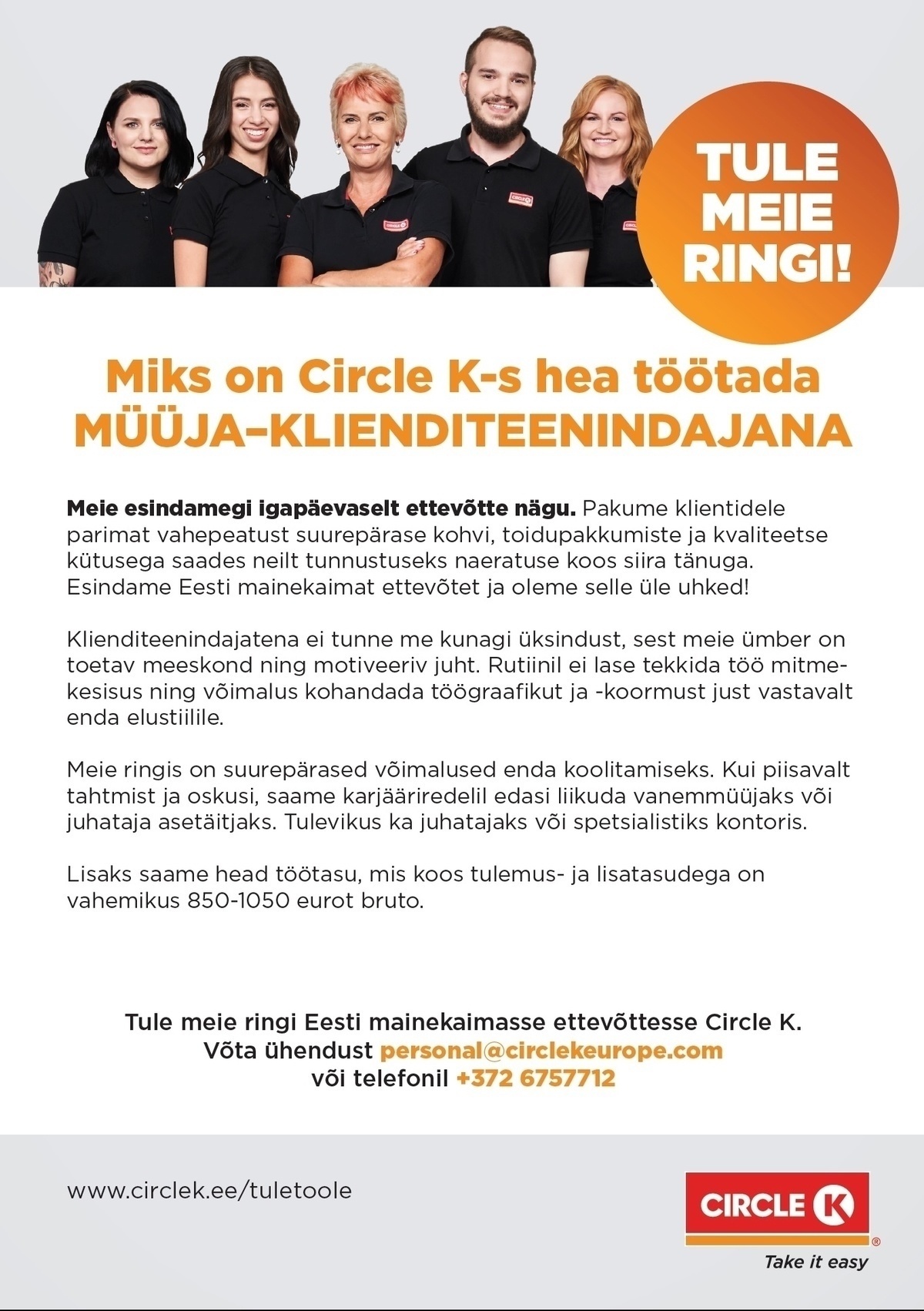 Circle K Eesti AS Müüja-klienditeenindaja Tallinna Sõle teenindusjaama