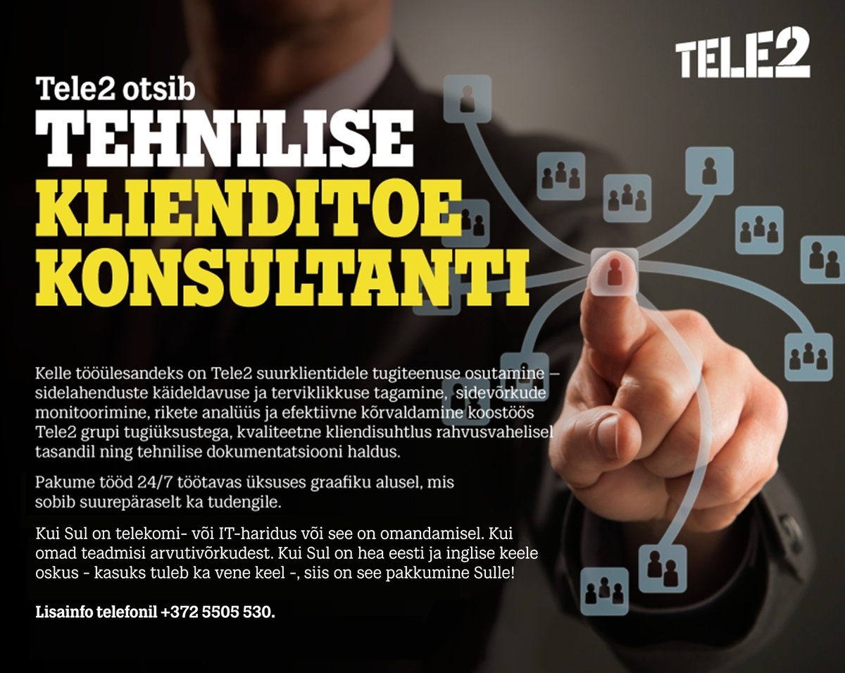 Tele2 Eesti AS Tehnilise klienditoe konsultant