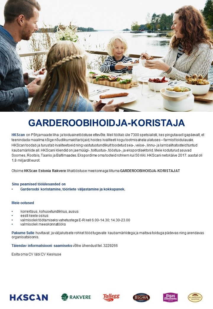 HKScan Estonia AS Garderoobitöötaja-koristaja