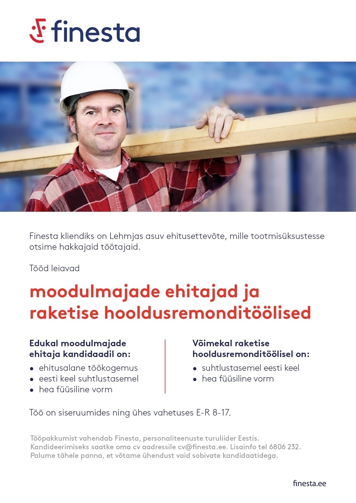 Finesta Baltic OÜ Работники в строительной сфере