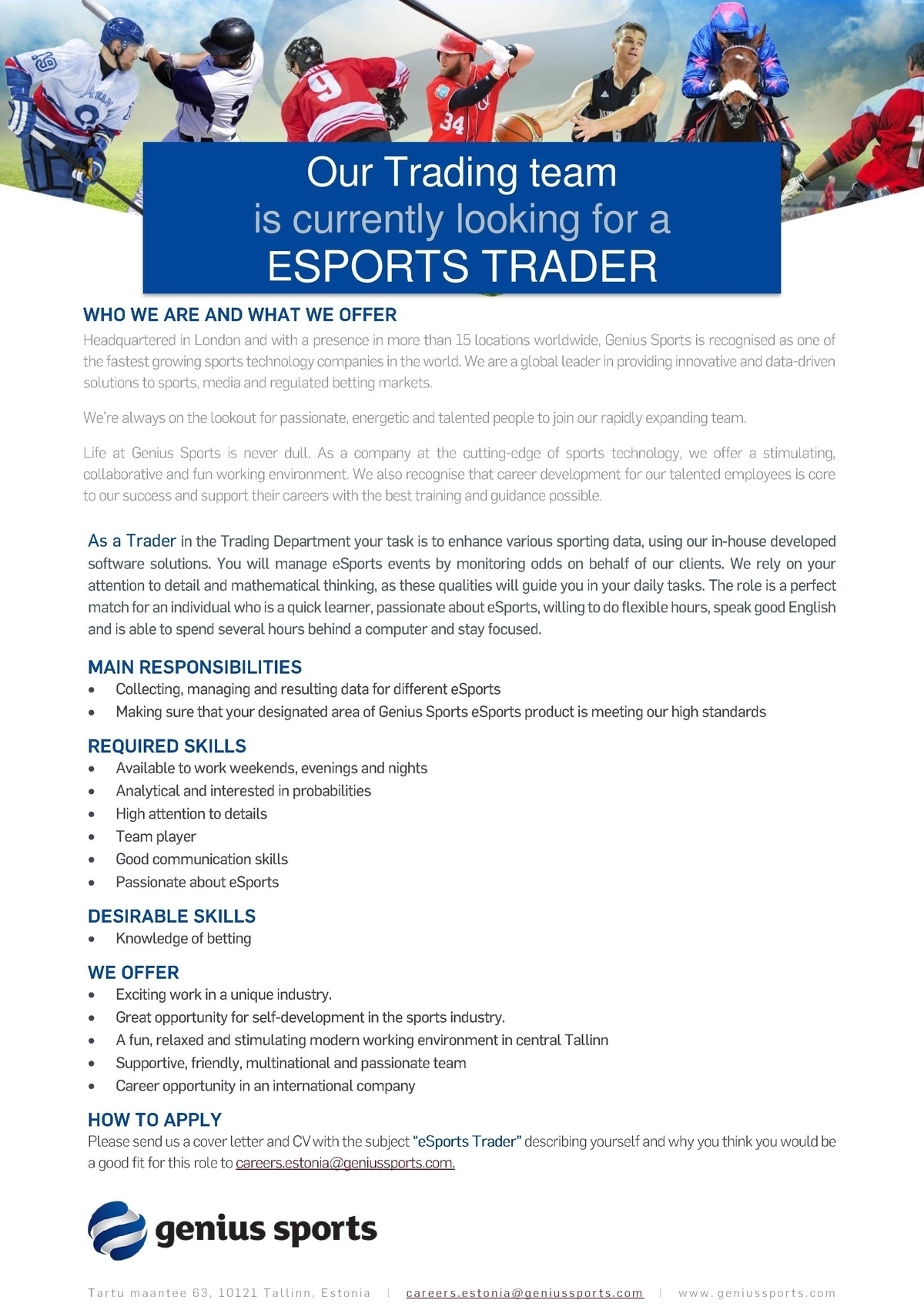 GENIUS SPORTS SERVICES EESTI OÜ ESports Trader