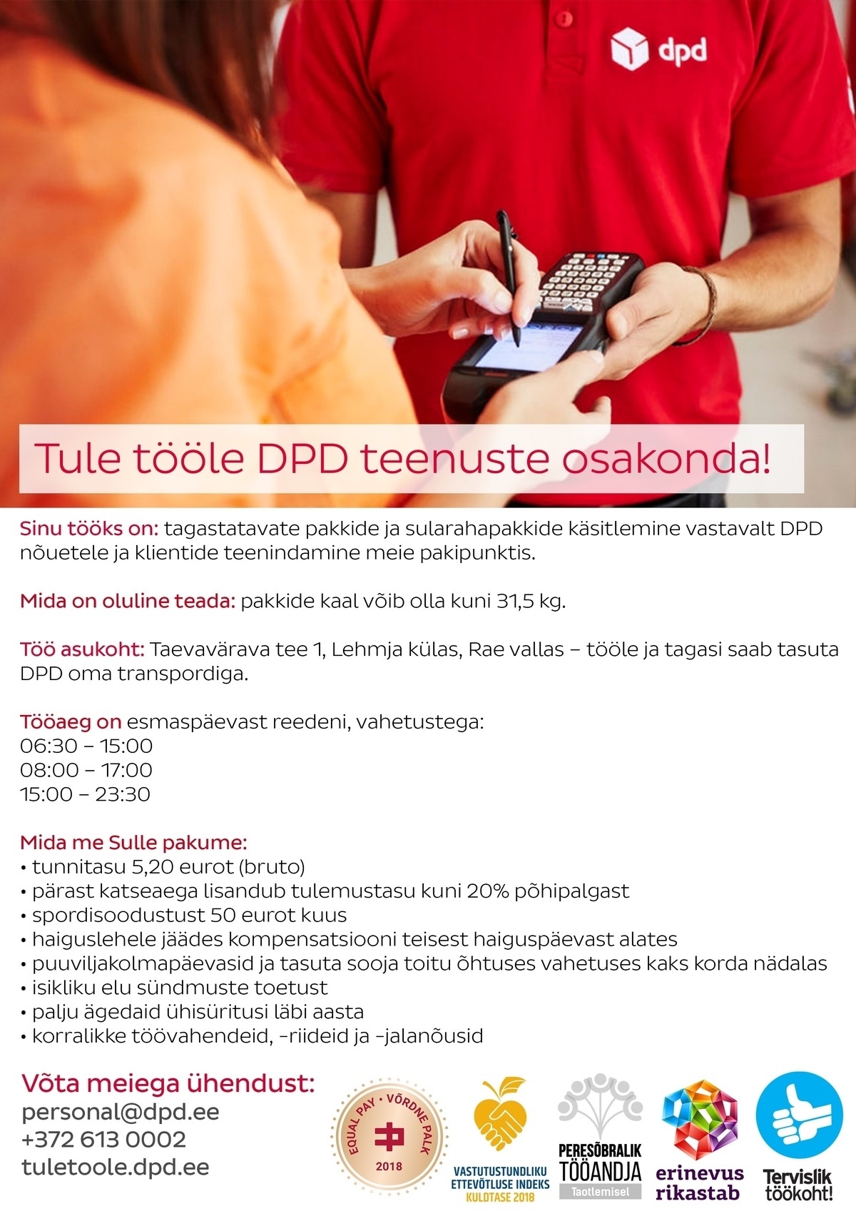 DPD Eesti AS Klienditeenindaja sorteerimiskeskuses