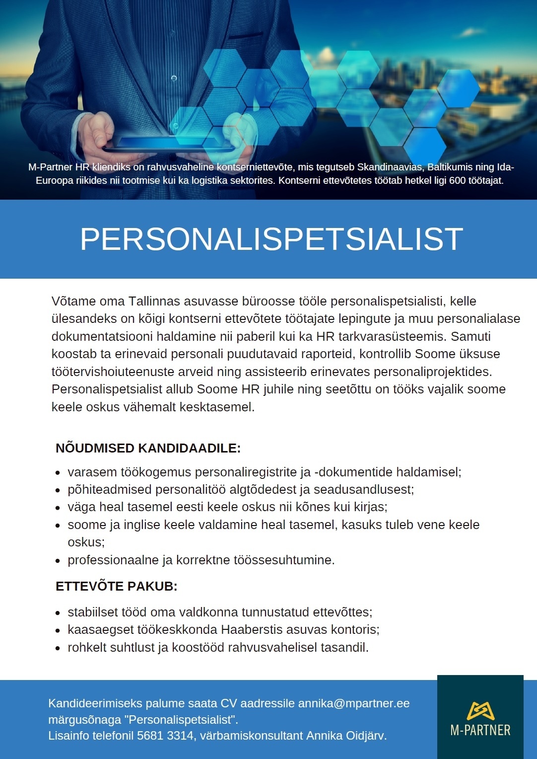 M-Partner HR OÜ Personalispetsialist