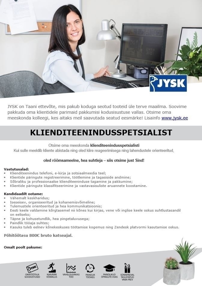 Jysk Linnen'n Furniture OÜ Klienditeenindusspetsialist