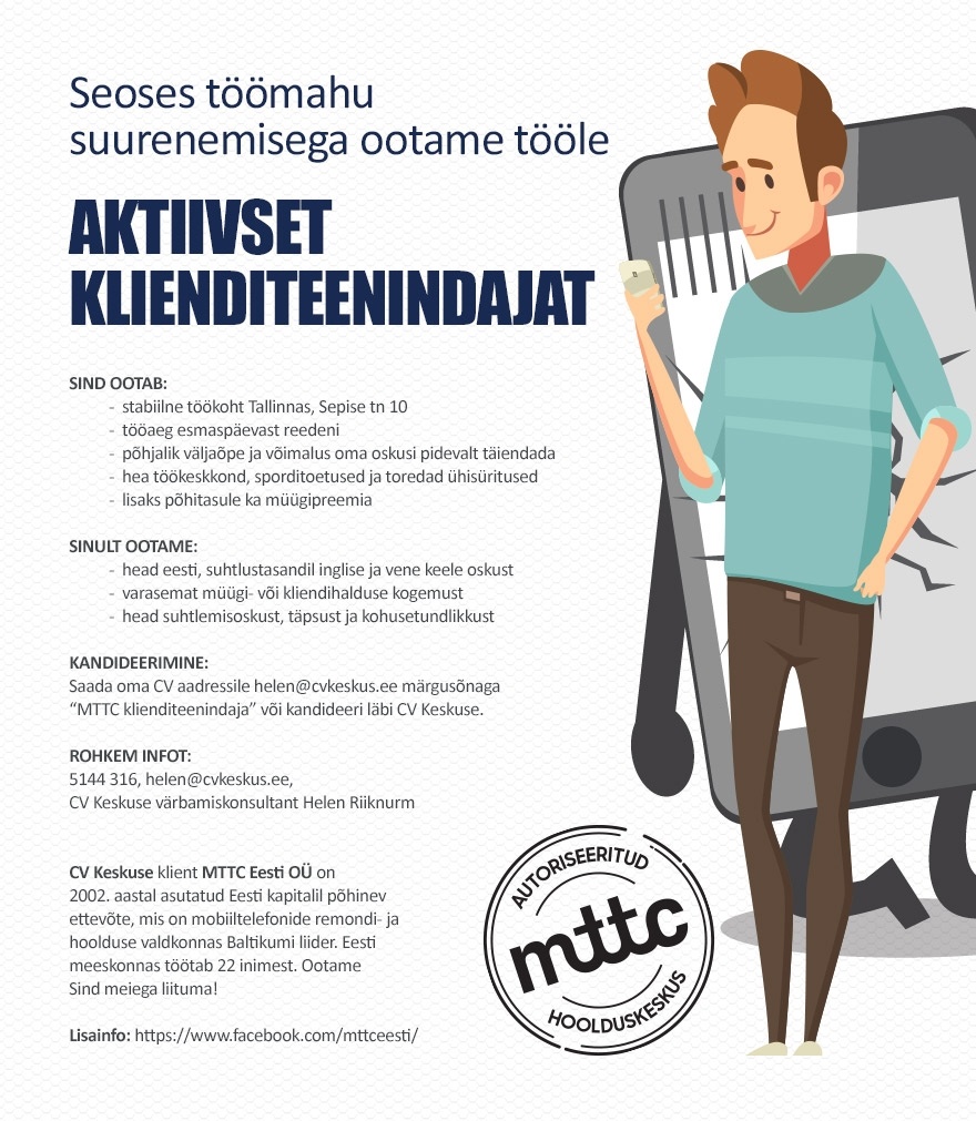 MTTC EESTI OÜ Aktiivne klienditeenindaja (MTTC Eesti OÜ)
