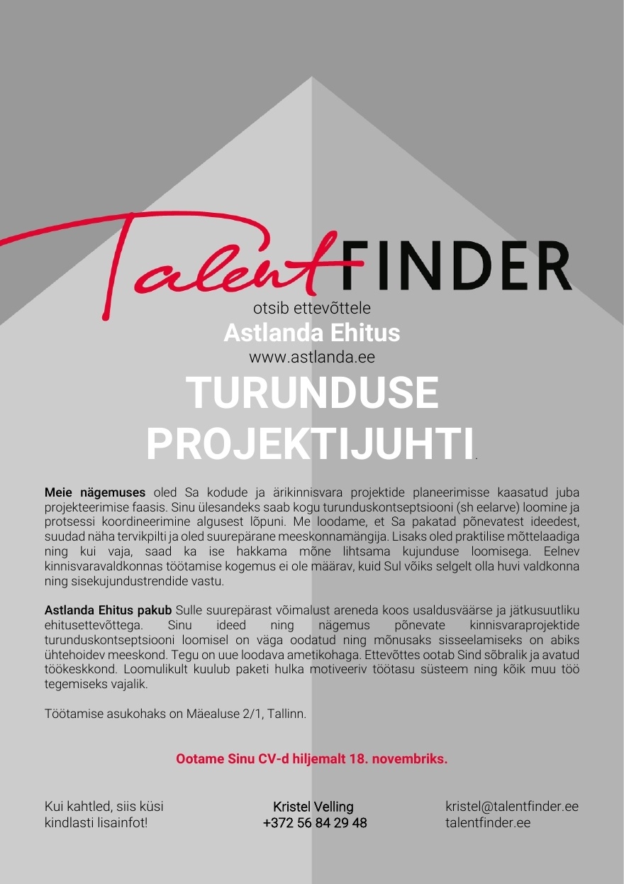 TalentFinder OÜ TURUNDUSE PROJEKTIJUHT