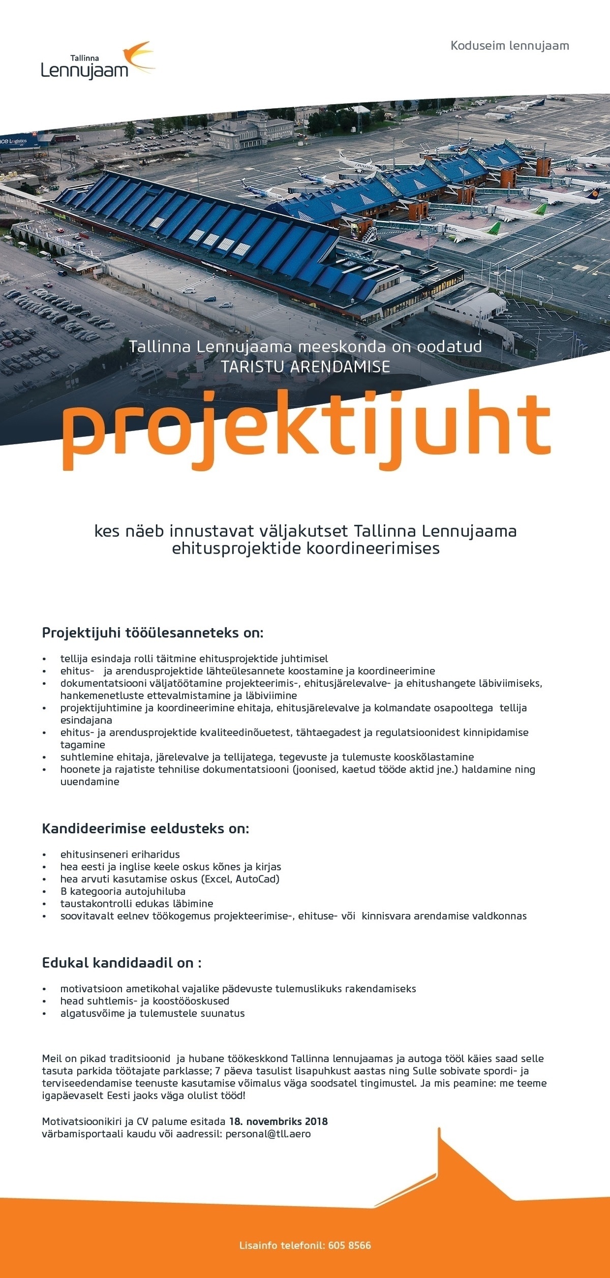 Tallinna Lennujaam AS Taristu arendamise projektijuht