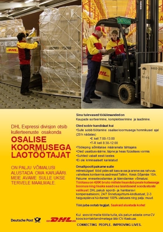 DHL Estonia AS Osalise koormusega laotöötaja