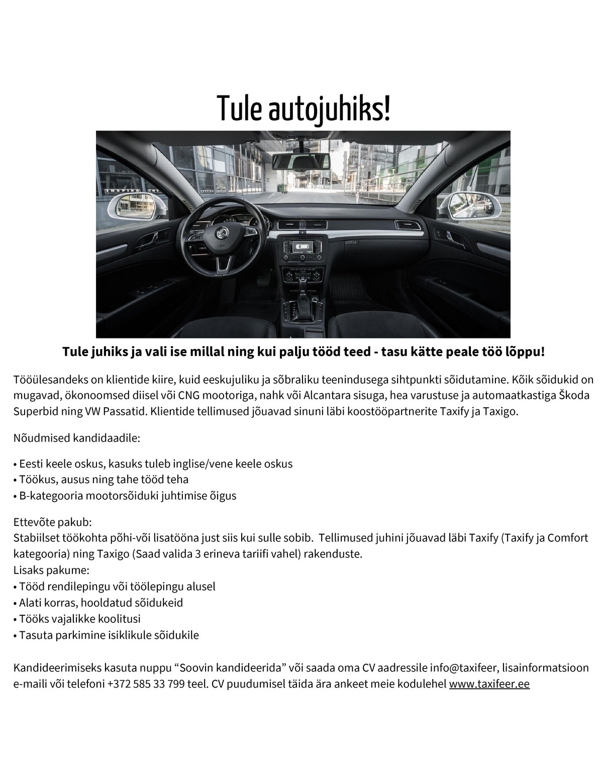 Opes Kapital OÜ Autojuht/Taksojuht