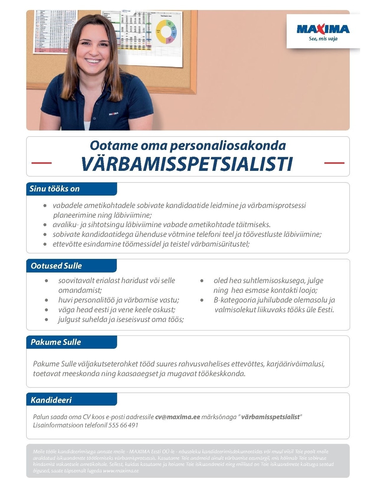 Maxima Eesti OÜ Värbamisspetsialist