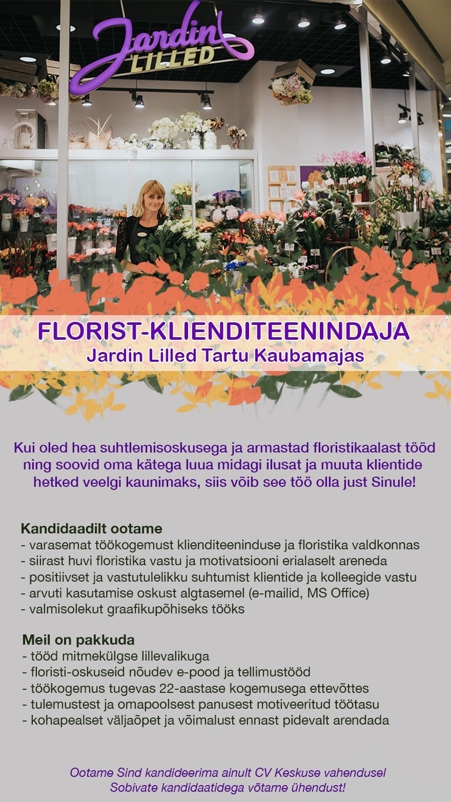 Jardin OÜ Florist-klienditeenindaja Tartu Kaubamajas