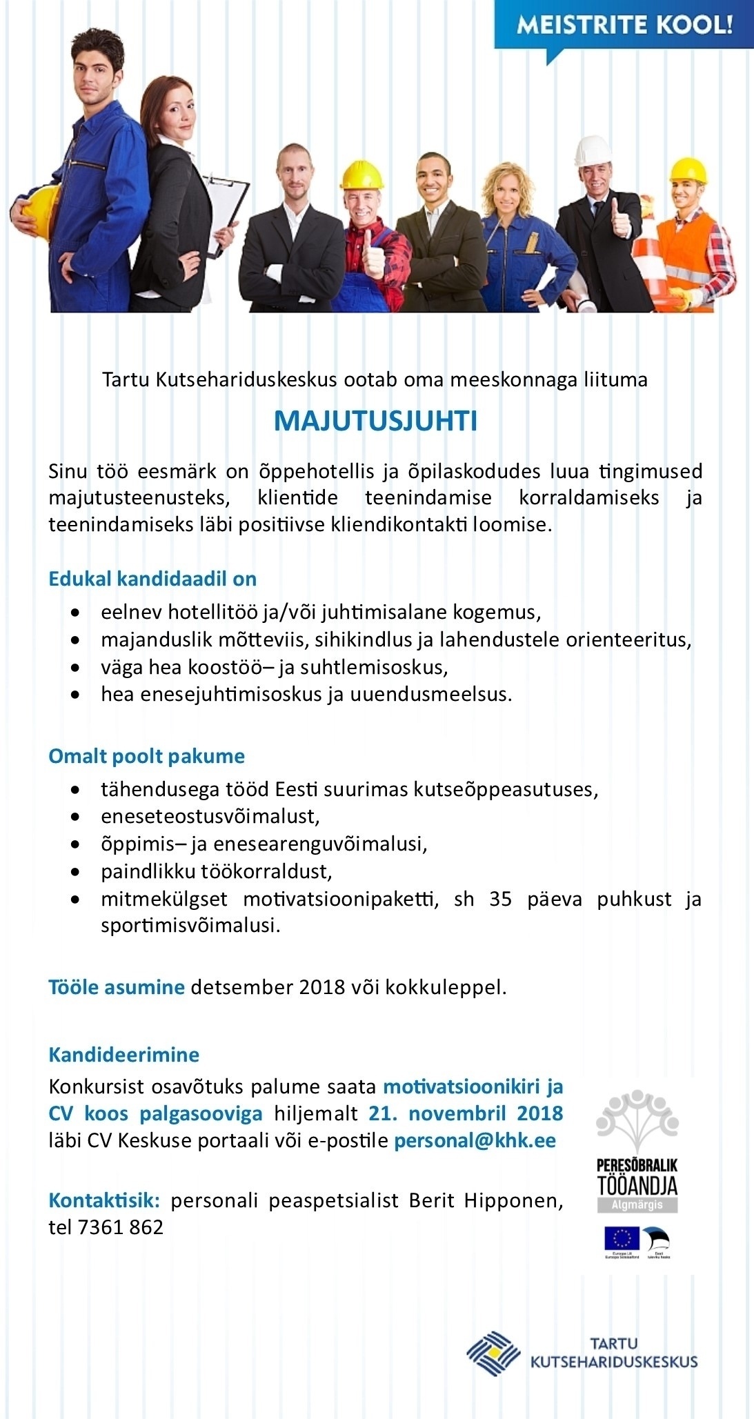 Tartu Kutsehariduskeskus Majutusjuht