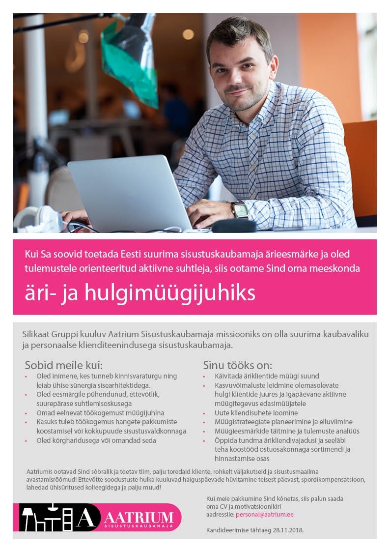 Aatrium Sisustuskaubamaja AS ÄRI- JA HULGIMÜÜGIJUHT