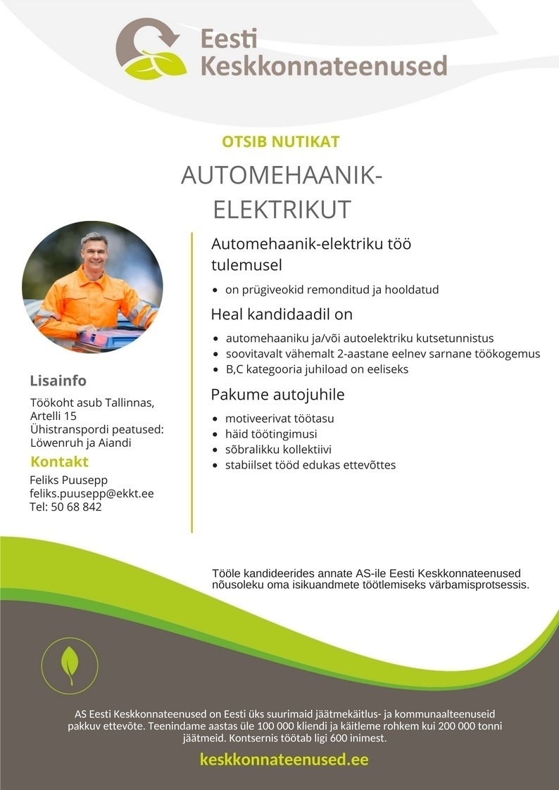 Eesti Keskkonnateenused AS Automehaanik-elektrik