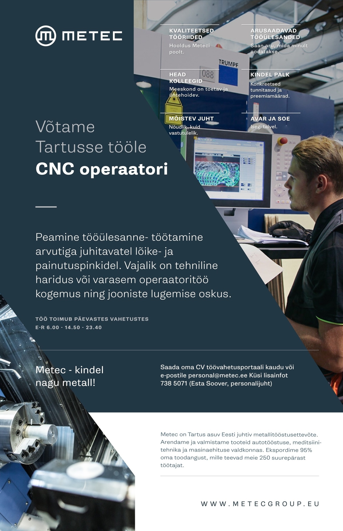 Tarmetec OÜ CNC-pingi operaator