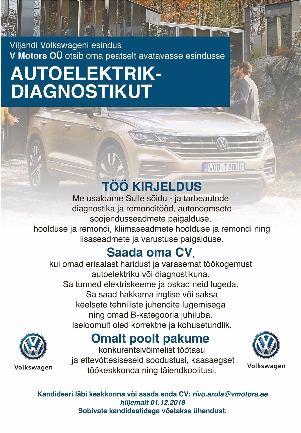 V Motors OÜ Autoelektrik-diagnostik