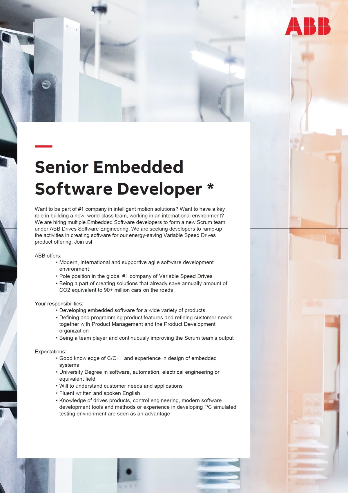 ABB AS Senior Embedded Software Developer