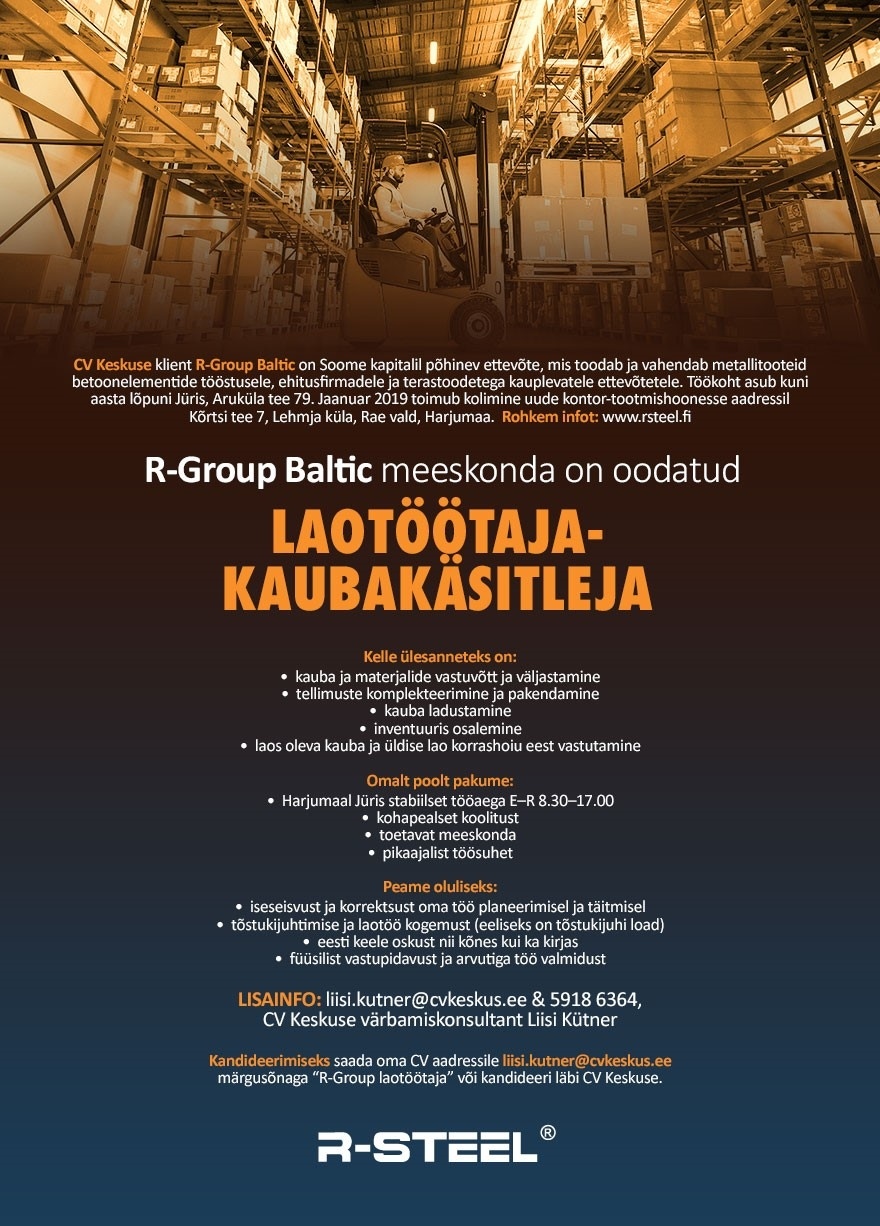 R-GROUP BALTIC OÜ Laotöötaja-kaubakäsitleja (R-Group Baltic)