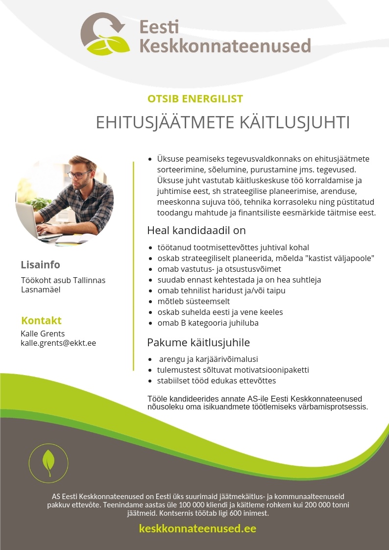 Eesti Keskkonnateenused AS Ehitusjäätmete käitlusjuht