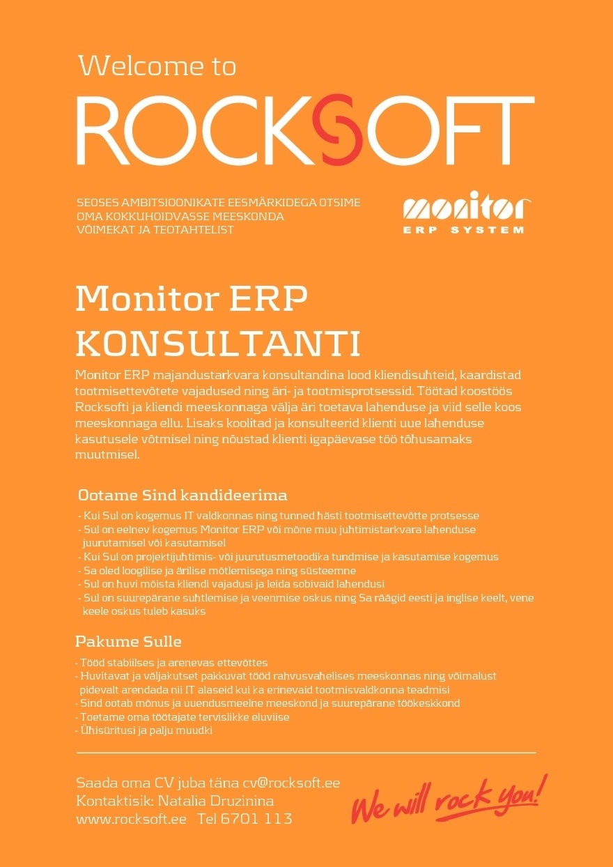 ROCKSOFT OÜ Monitor ERP KONSULTANT