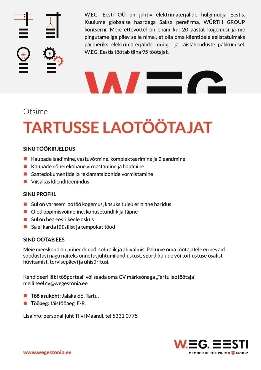 W.EG. Eesti OÜ Laotöötaja