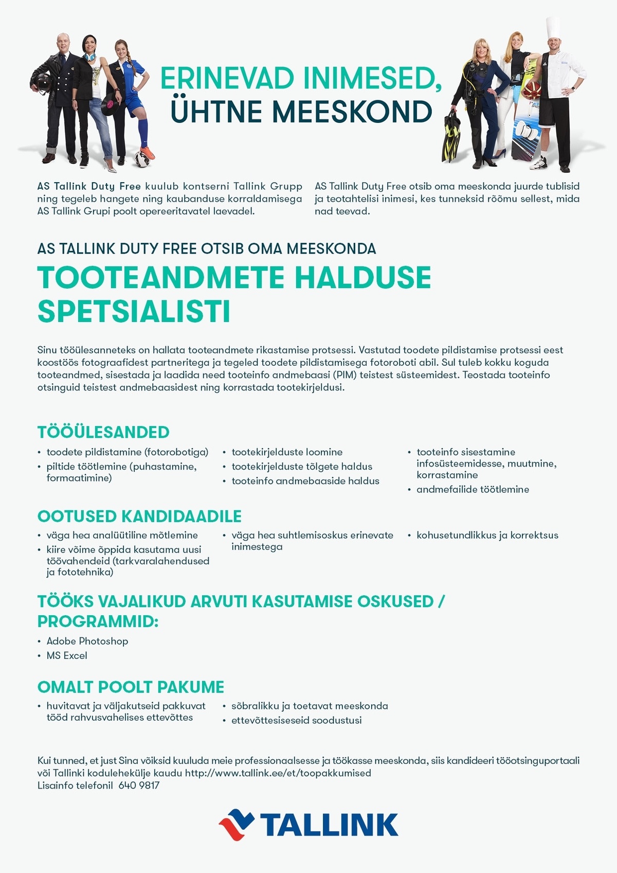 Tallink Grupp AS Tooteandmede halduse spetsialist