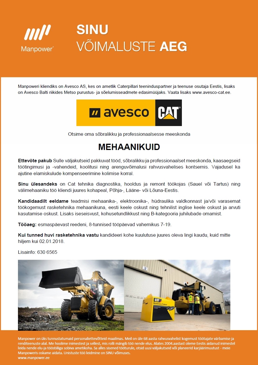 Manpower OÜ Mehaanik