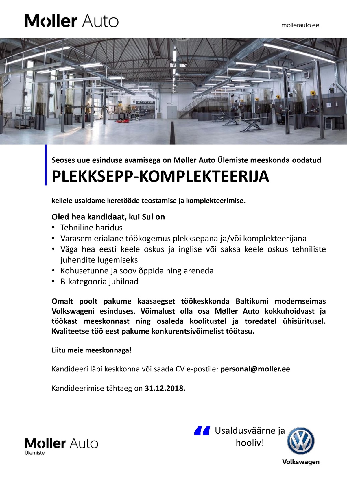 Møller Auto PLEKKSEPP-KOMPLEKTEERIJA