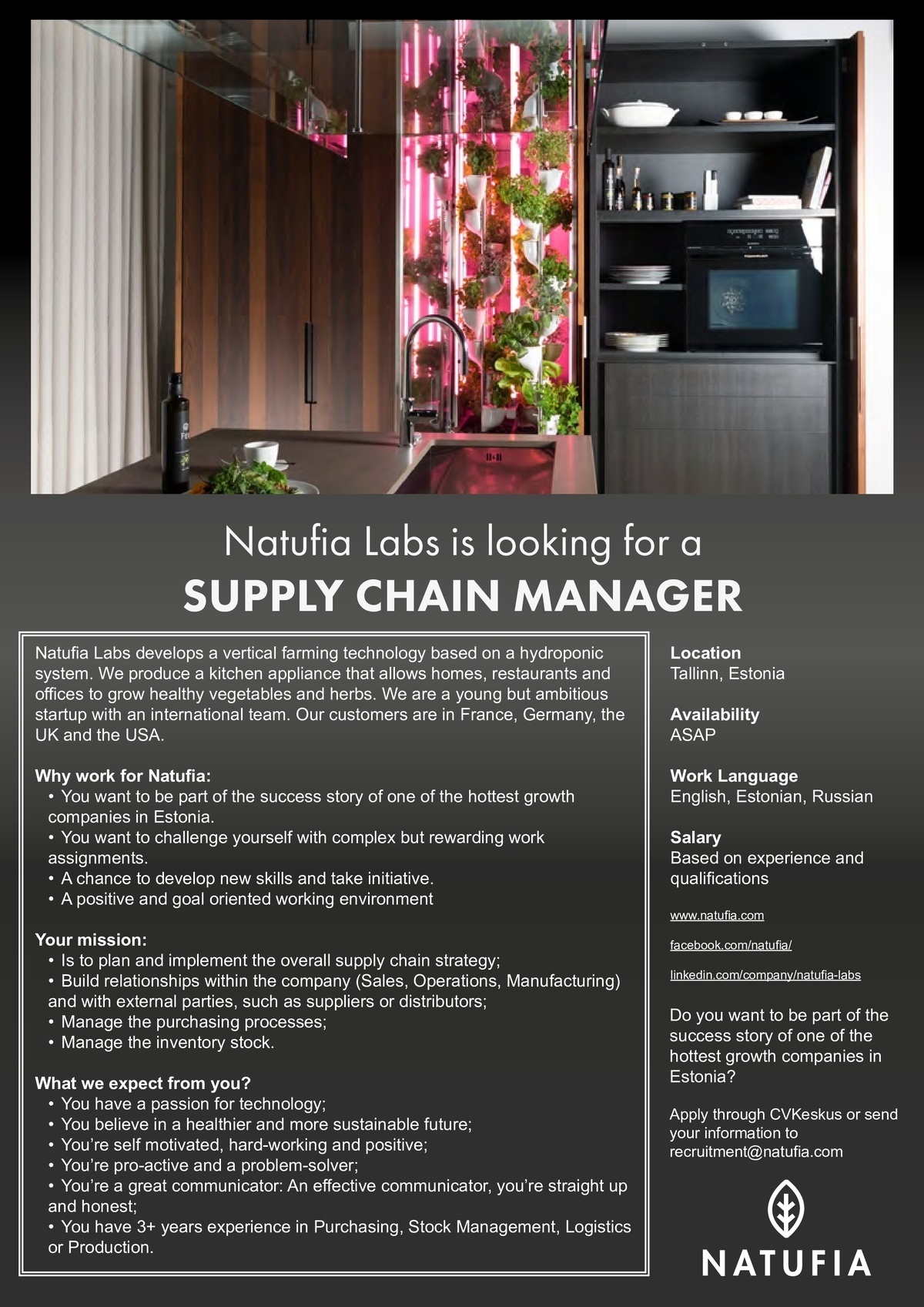 NATUFIA LABS OÜ Supply Chain Manager