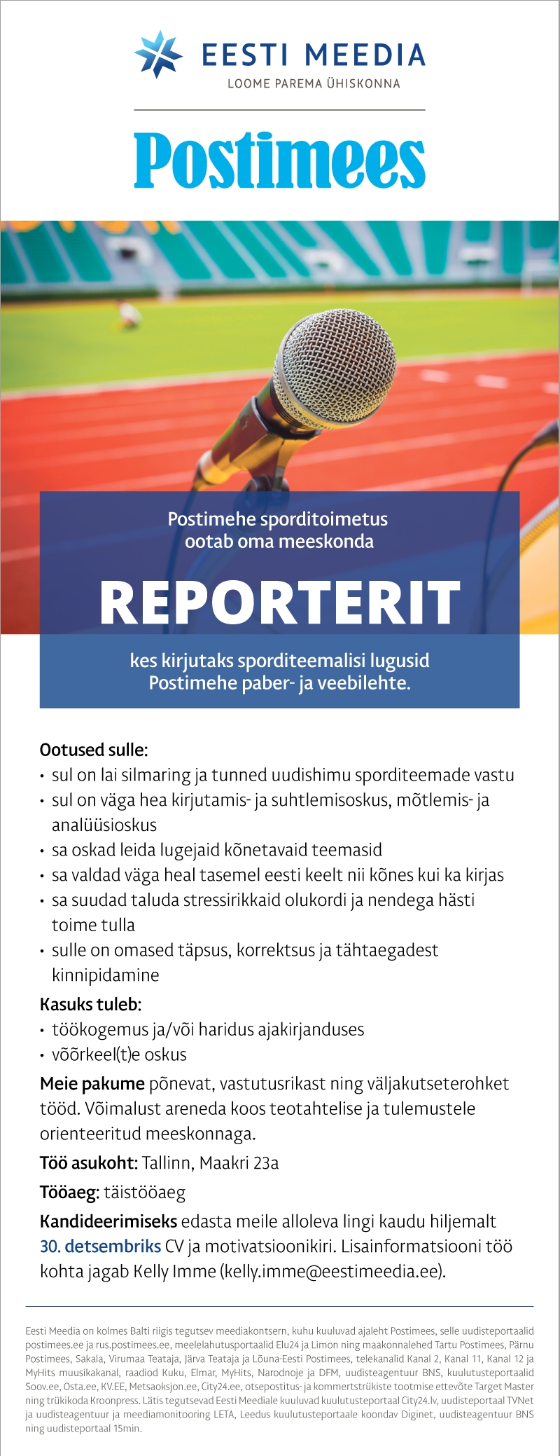 Eesti Meedia Postimehe sporditoimetuse reporter