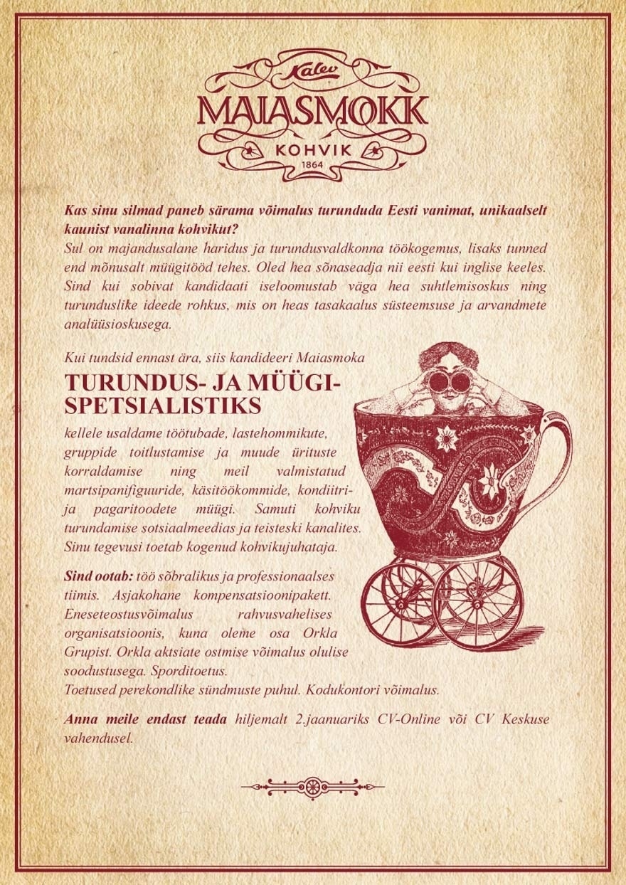 Orkla Eesti AS (Kalevi ja Põltsamaa Felix) Turundus- ja müügispetsialist