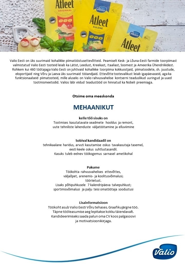 Valio Eesti AS Mehaanik