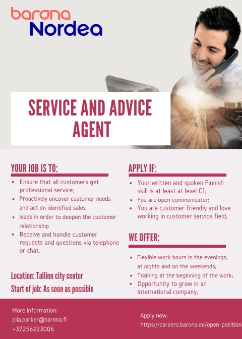 Barona Eesti OÜ Service and advice agent
