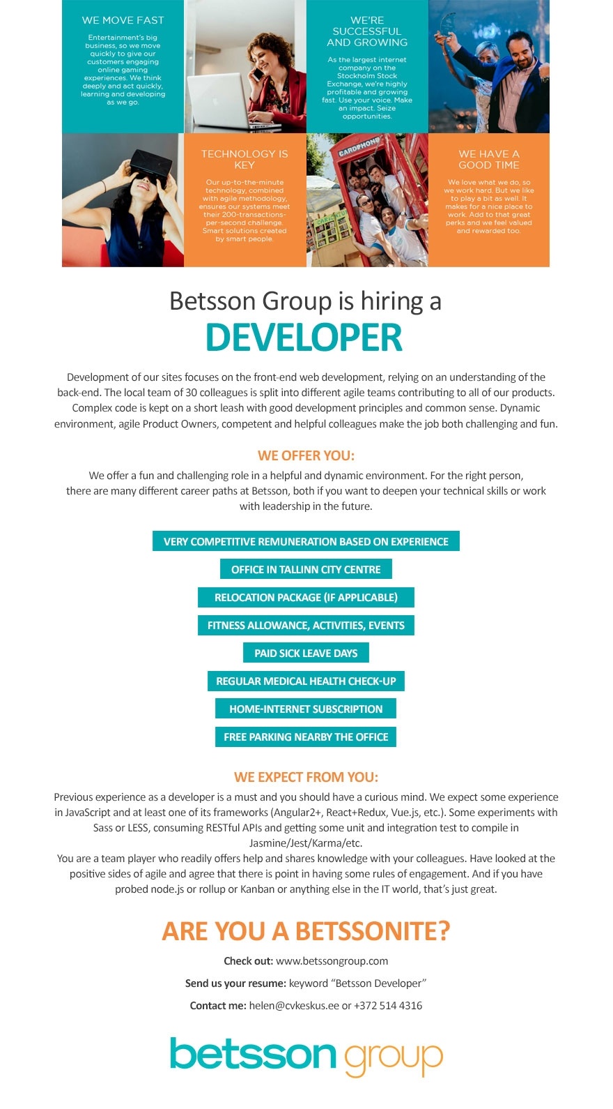 Betsson Services Ltd Developer (Betsson Group)