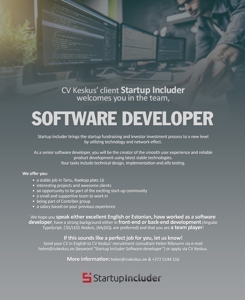 STARTUP INCLUDER OÜ Startup Includer is looking for a software developer!