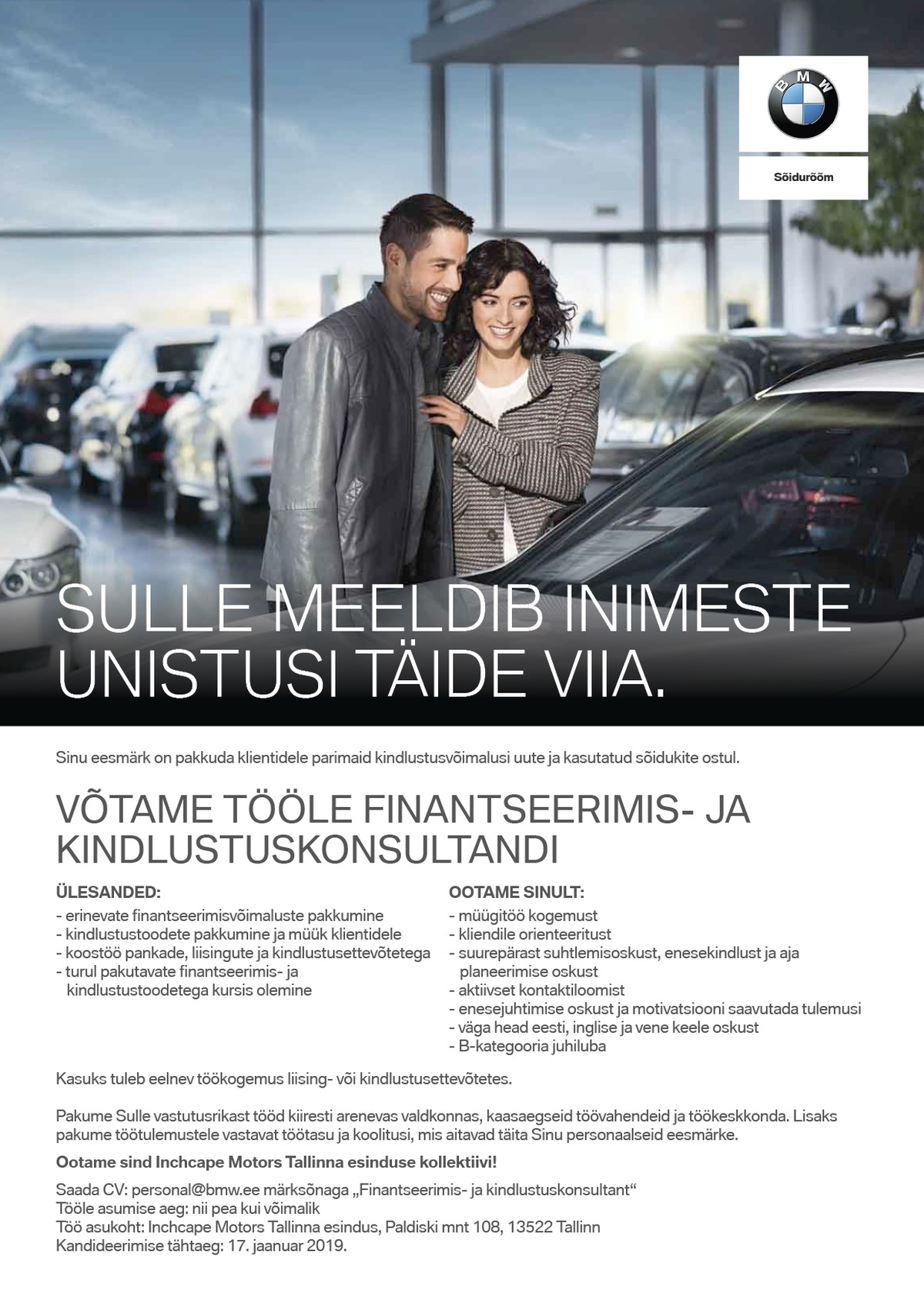 Inchcape Motors Tallinna BMW esindus Finantseerimis- ja kindlustuskonsultant