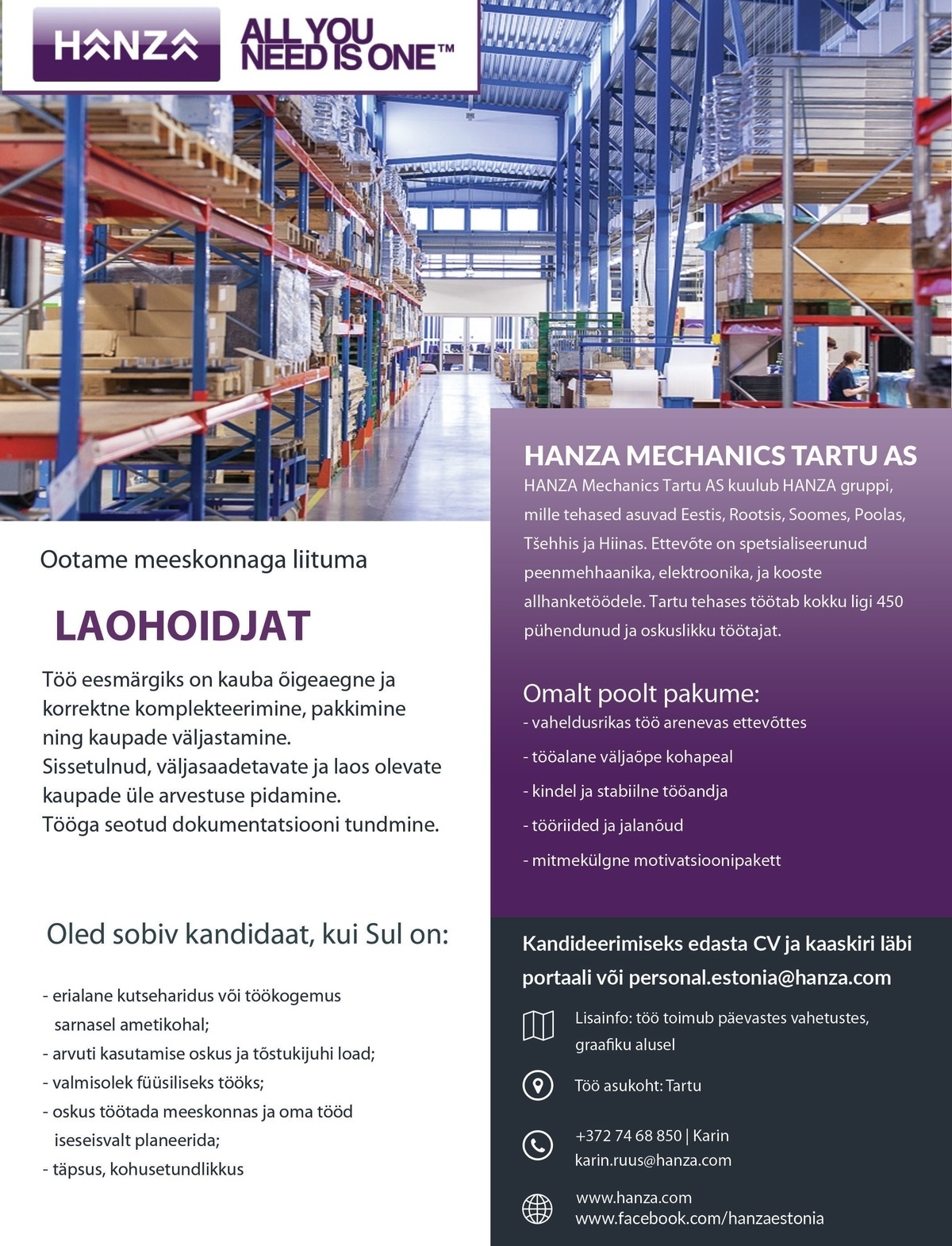 HANZA Mechanics Tartu AS Laohoidja