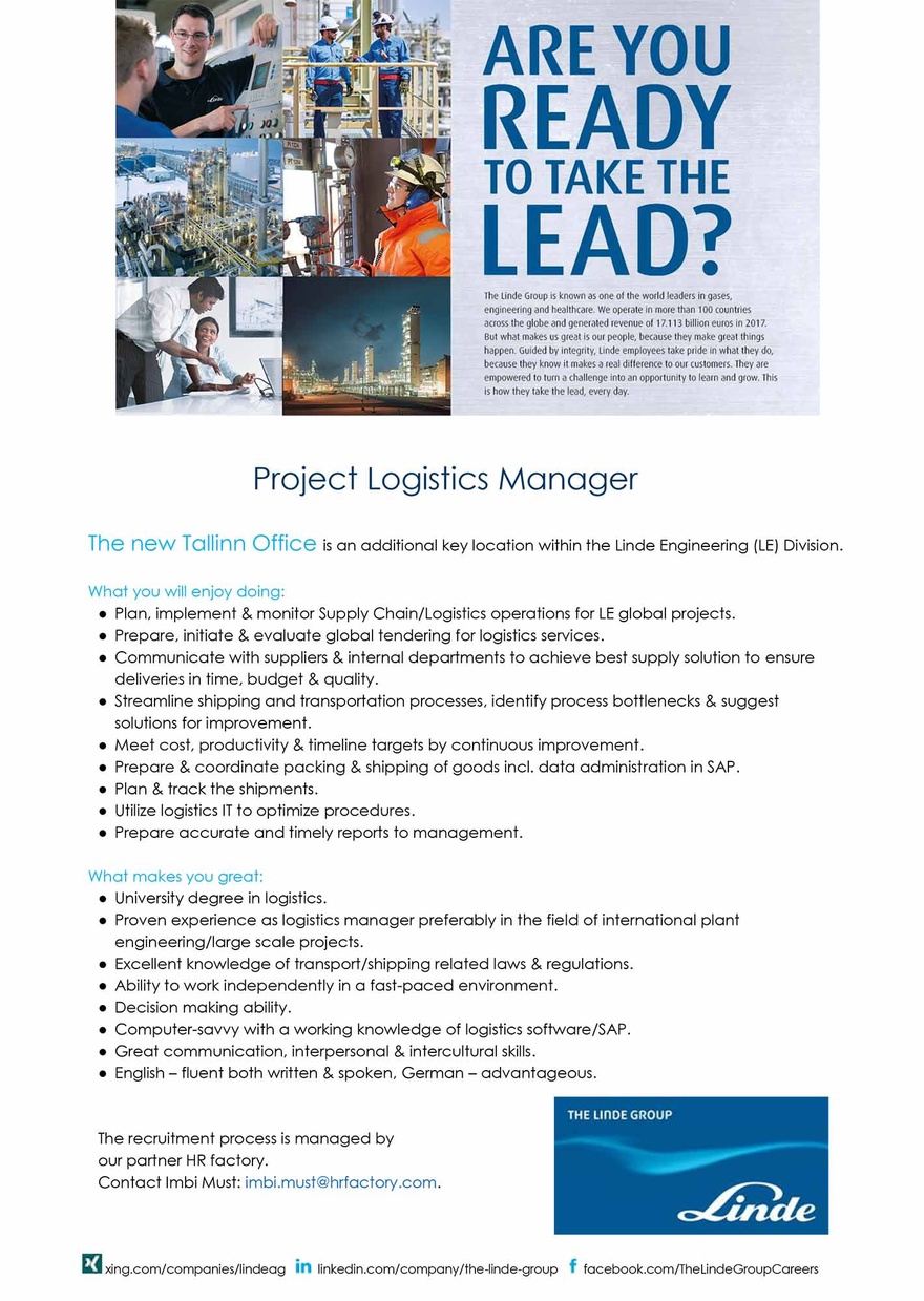 The Linde Group Project Logistics Manager