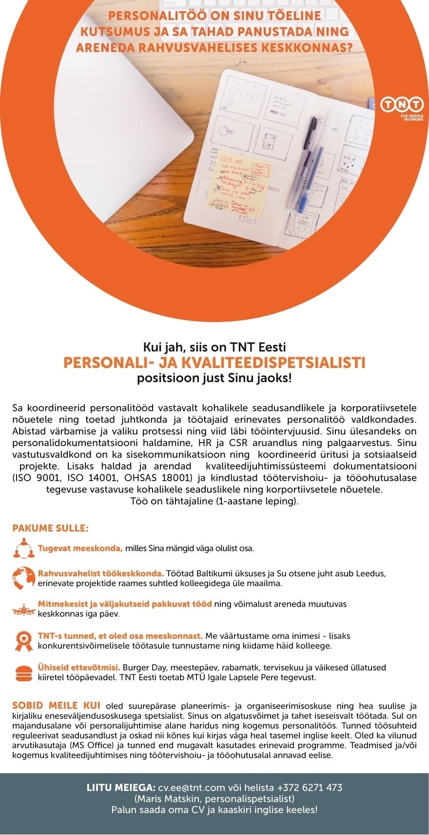 TNT EXPRESS WORLDWIDE EESTI AS Personali-ja kvaliteedispetsialist