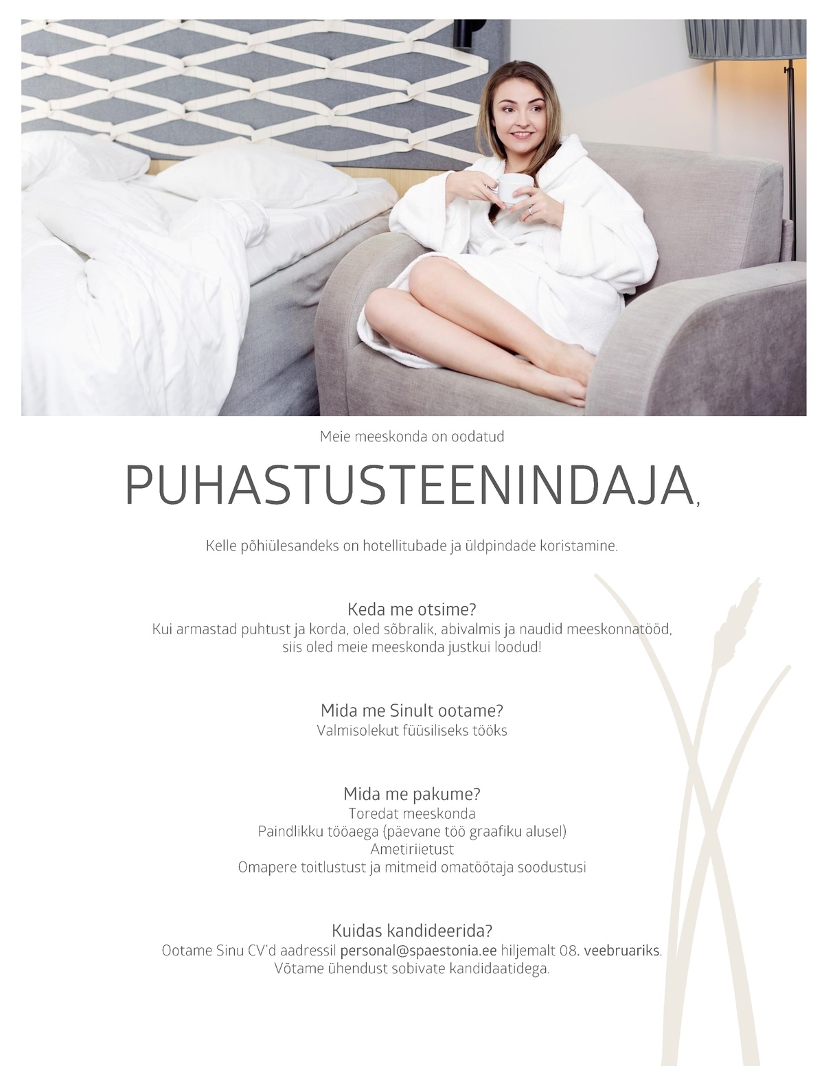 Estonia Spa Hotels AS Puhastusteenindaja