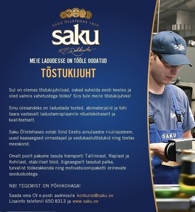 Saku Õlletehase AS Tõstukijuht