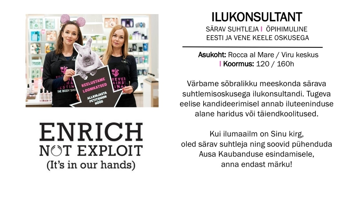 Bodybalt OÜ / Kauplus The Body Shop Ilukonsultant