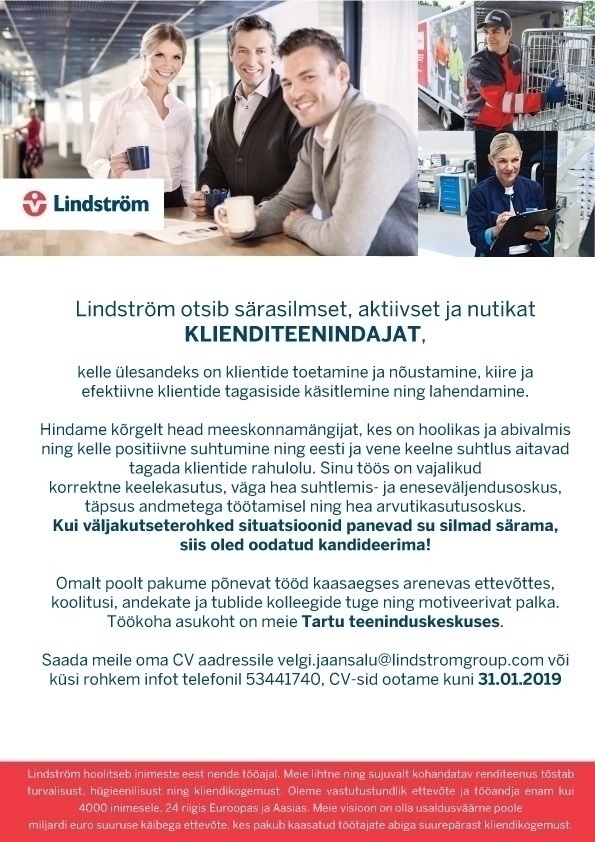Lindström OÜ Klienditeenindaja