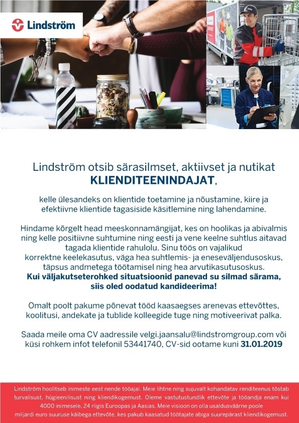 Lindström OÜ Klienditeenindaja