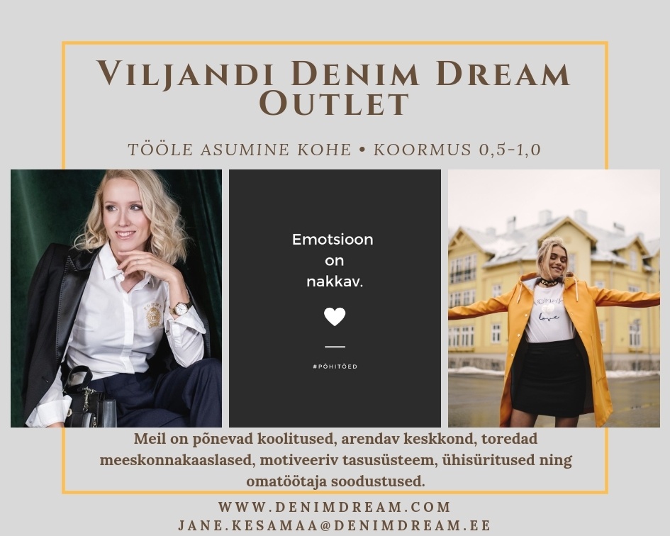 Põldma Kaubanduse AS Müügikonsultant Viljandi Denim Dream Outlet kauplusesse!