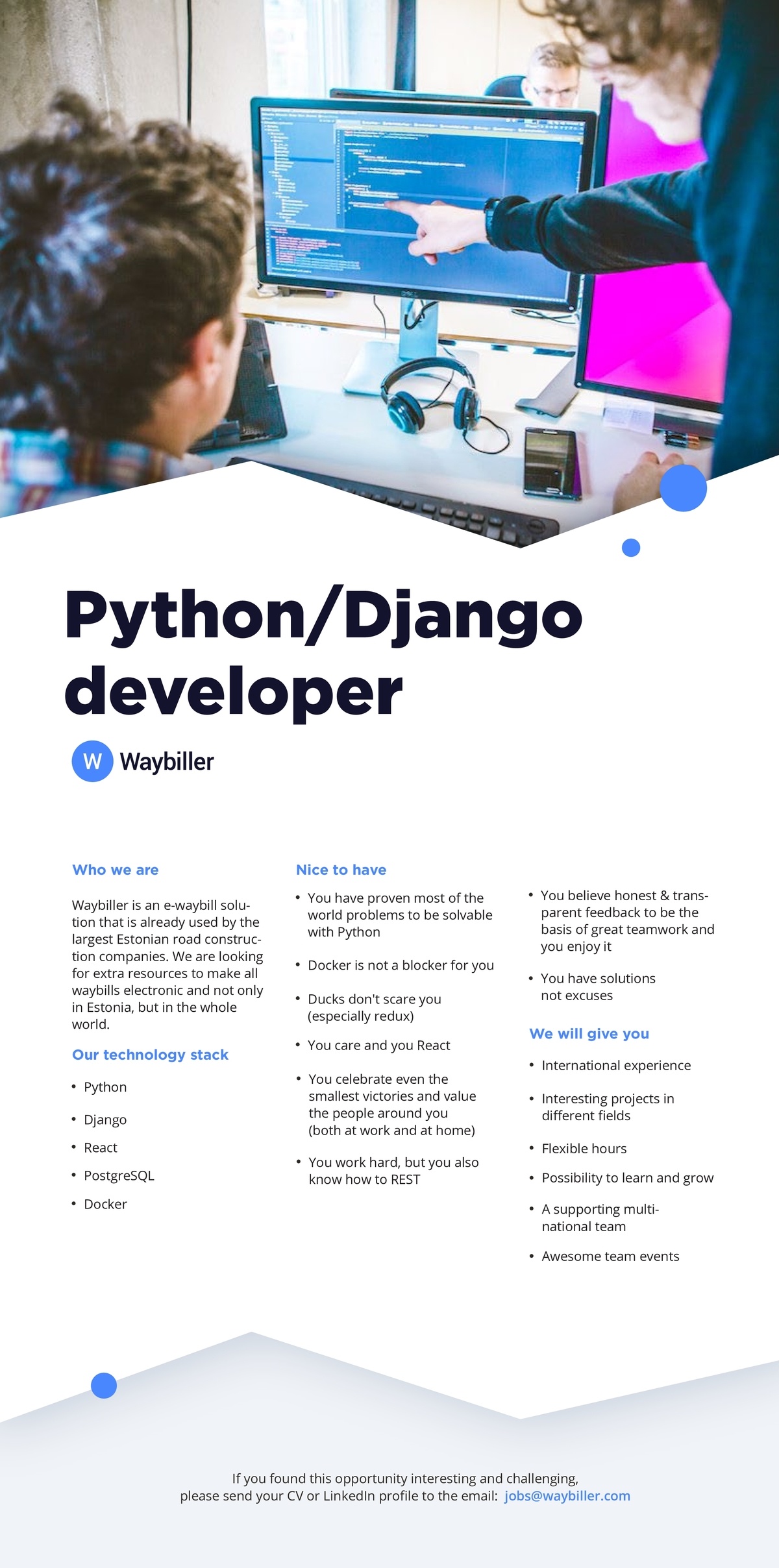 Waybiller OÜ Python/Django developer