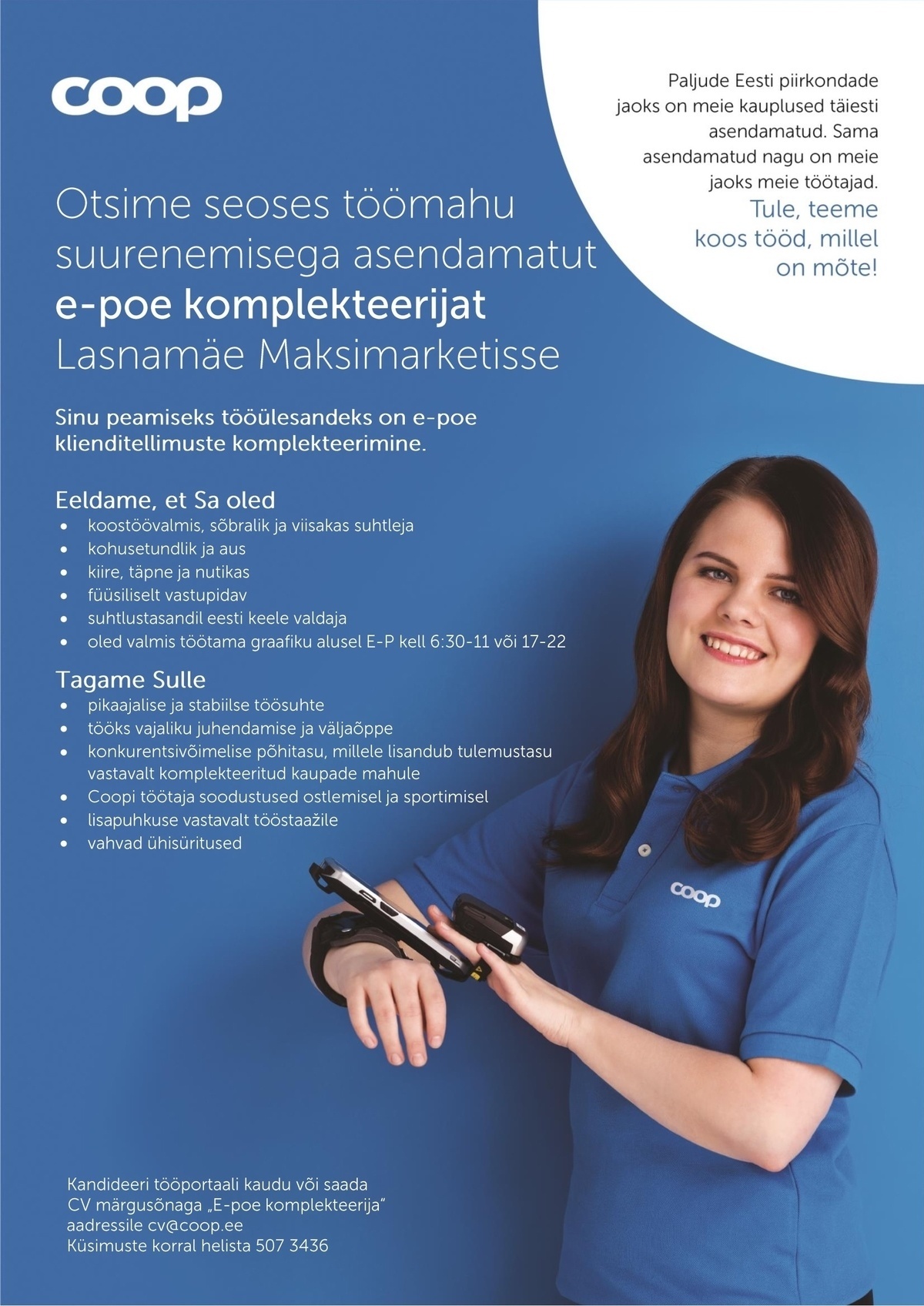 Coop Eesti Keskühistu E-poe komplekteerija osalise tööajaga (Lasnamäe Maksimarket)