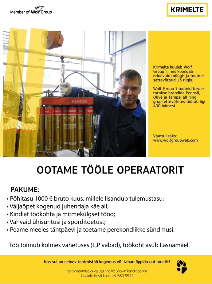 Krimelte OÜ Operaator