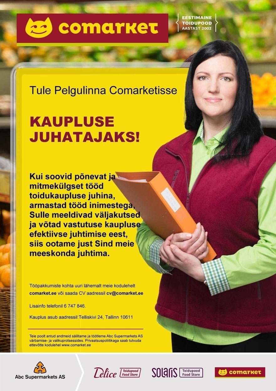 Abc Supermarkets AS JUHATAJA Pelgulinna Comarketisse
