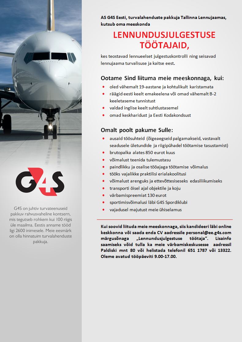 AS G4S Eesti Lennundusjulgestuse töötaja